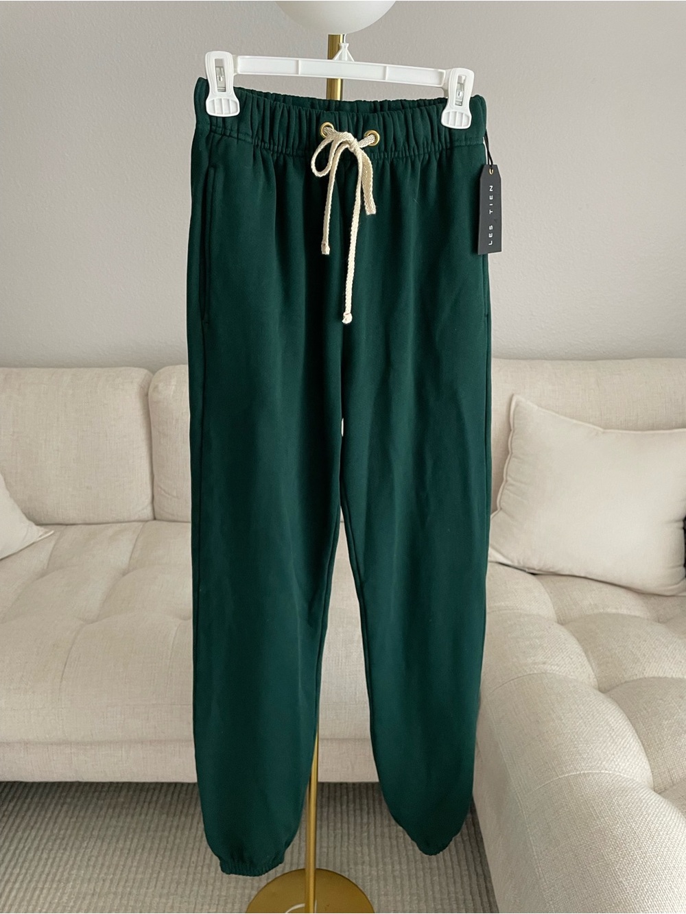NWT Sold Out Les Tien For Her Dylan Classic Sweatpant Emerald Rainforest Green